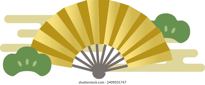 Vector illustration of Japanese folding fan