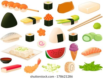 Vector illustration of japanese food.