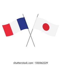 Vector illustration Japanese and French flag. Flags of Japan and France. Alliance and friendship