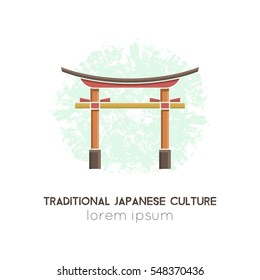 Vector illustration of Japanese Gate Torii .   All objects are conveniently grouped and easily editable