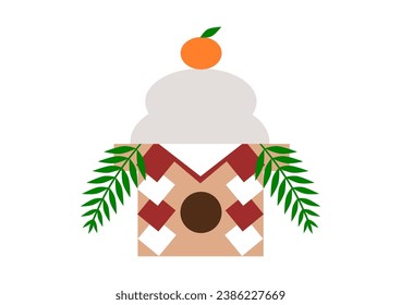 Vector illustration of Japanese Kagami Mochi. Kagami Mochi is A New Year’s offering made from rice cake. Simple design on a white background.