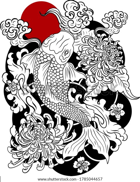 Vector Illustration Japanese Koi Fish Tattoo Stock Vector Royalty Free Shutterstock