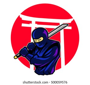 vector Illustration of Japanese ninja