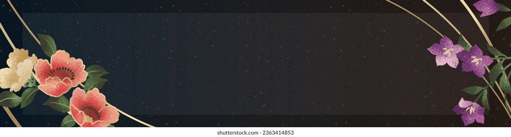 Vector illustration Japanese paper of Camellia and Bellflower kimono pattern , Anniversary , Celebration , poster and other graphic design