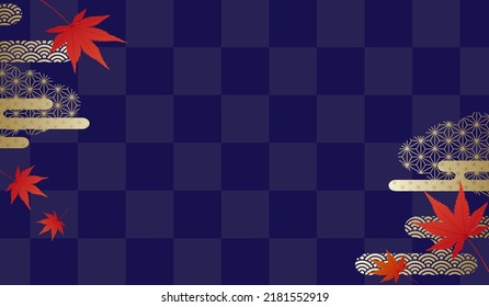 Vector illustration of Japanese pattern cloud and maple