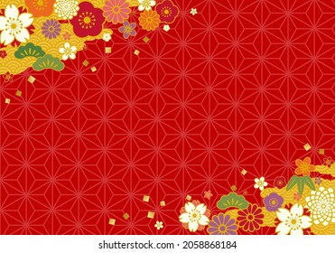 Vector illustration of Japanese pattern flowers