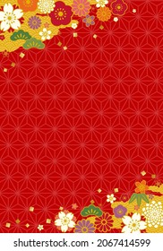 Vector illustration of Japanese pattern flowers