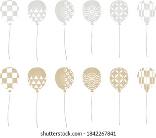 Vector illustration of Japanese patterned balloons