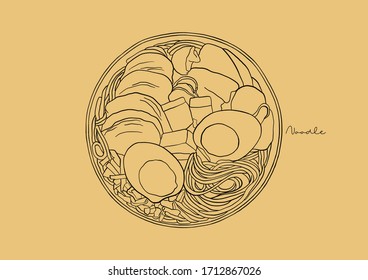 Vector Illustration of Japanese Ramen Noodle Soup