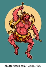 vector illustration of japanese red demon