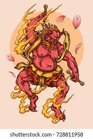 vector illustration of japanese red demon