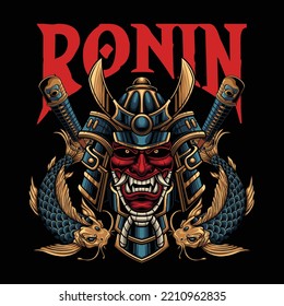 Ilustración vectorial de ronin samurai japonés 