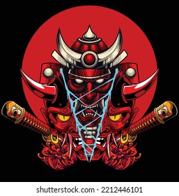 Vector illustration of japanese ronin samurai