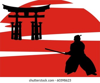 vector illustration of japanese samurai