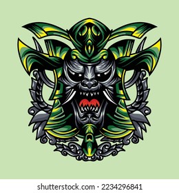 vector illustration of japanese samurai. japanese samurai vector illustration. Balinese barongan design