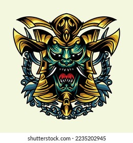 vector illustration of japanese samurai. japanese samurai vector illustration. Balinese barongan design