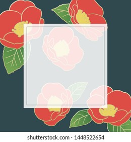 Vector illustration - Japanese style design frame of camellia.