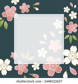 Vector illustration - Japanese style design frame of cherry blossoms.