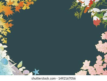 vector illustration - Japanese style design template of four seasons. 