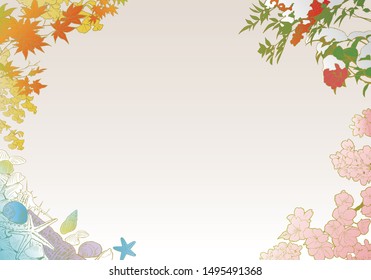 vector illustration - Japanese style design template of four seasons. （Translation of calligraphy：Four seasons）