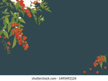 vector illustration - Japanese style design template of Nandina. 