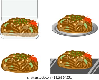 Vector illustration of Japanese style yakisoba