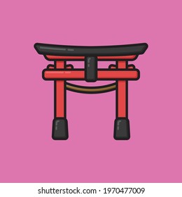Vector illustration of a Japanese Torii on a flat background