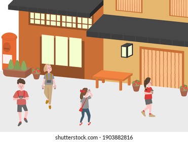 古い町並み 日本人 のイラスト素材 画像 ベクター画像 Shutterstock