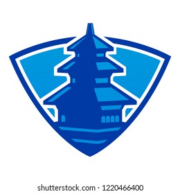 	
Vector illustration of Japanese traditional building. Badge. Icon for web. Isolated on white background.
