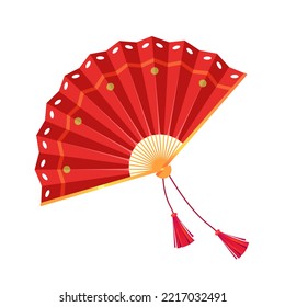 Vector Illustration Of A Japanese Traditional Fan. Asian Souvenir On White Background
