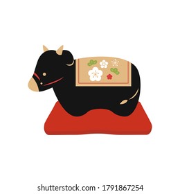 Vector illustration of japanese traditional ox ornament