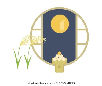 Vector illustration of japanese traditional tsukimi, full moon viewing.