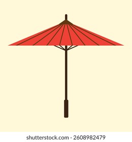 Vector illustration of a Japanese traditional umbrella with cultural design. Ideal for heritage-themed graphics, cultural festivals, and elegant decoration projects.