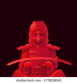 Vector illustration with Japanese warrior.
