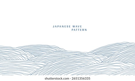 Ilustración vectorial del patrón de onda japonés en estilo dibujado a mano. Fondo de patrón de línea de onda de agua. Ilustración vectorial. Concepto de estilo japonés.