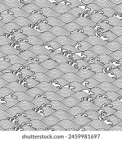 Vector illustration of Japanese wave seamless pattern