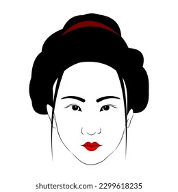 vector illustration of a Japanese woman's face. geisha woman