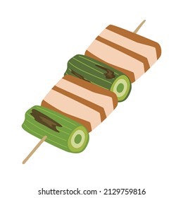 Ilustración vectorial de yakitori japonés usando costillas de cerdo.