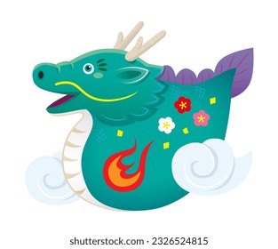 Vector illustration of Japanese zodiac dragon figurine