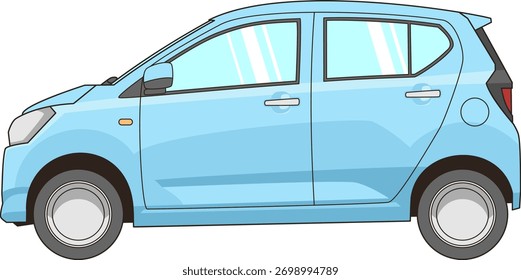 Vector illustration of a Japanese-made blue minicar