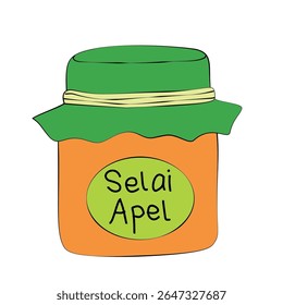 Ilustração vetorial de uma jarra de geleia de maçã. Conservar maçã doce em um frasco tradicional, perfeito para o café da manhã ou projetos temáticos de alimentos