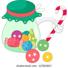 A vector illustration of jar of candies