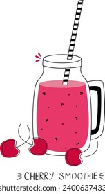 Vector illustration of a jar of cherry smoothie