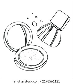 Vector illustration of a jar of cosmetics. Compact face powder. Beautiful black packaging. beauty product.
