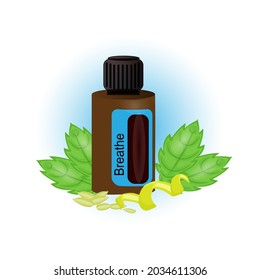 Vector illustration of jar of essential oil blend breathe