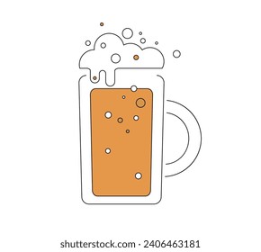Vector illustration of a jar full of beer with bubbles