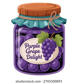 Vector illustration of jar grappes on white background suitable for fruit decoration organic packaging wine or healthy food themed creative designs