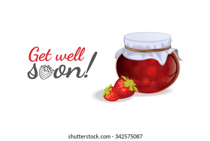 Vector illustration of a jar of home made strawberry jam. 