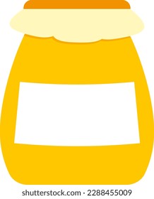 Vector illustration of a jar of honey. Bottle of bee honey. Ingredient for making food. Sweet bee honey.
