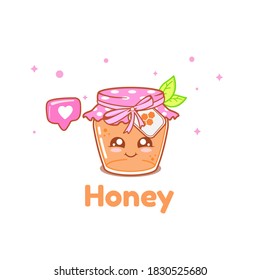 Vector illustration of jar with honey and love icon.